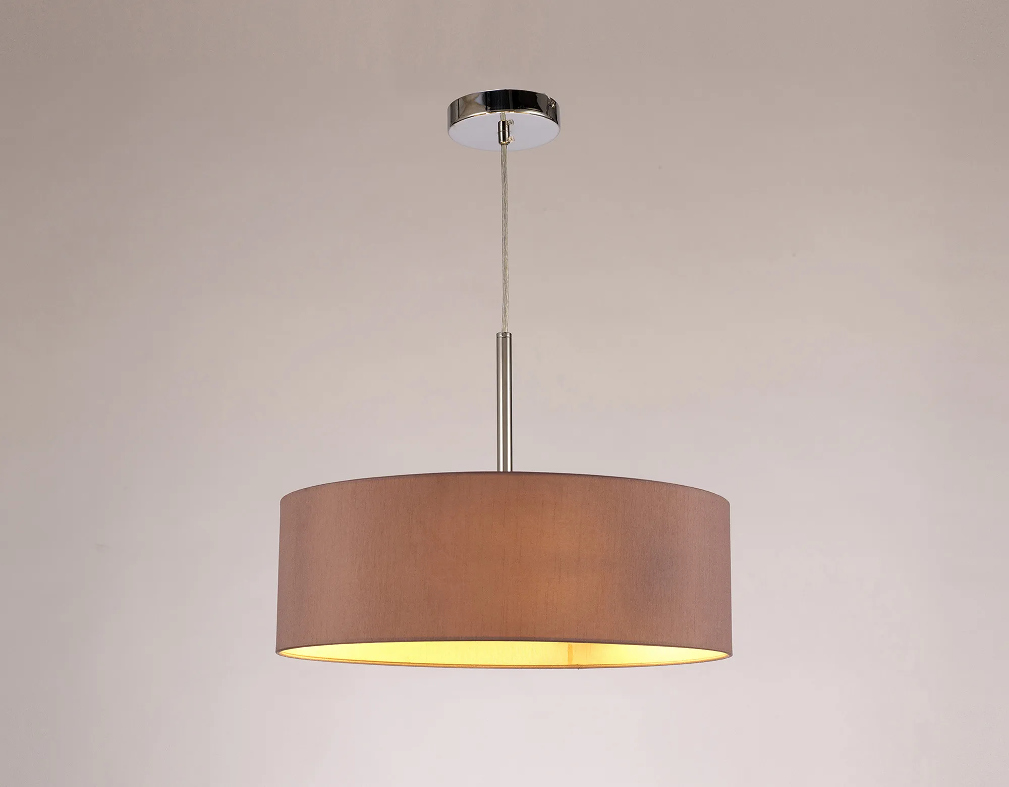 Baymont 45cm 3 Light Pendant Polished Chrome, Taupe/Halo Gold DK0688  Deco Baymont CH TA